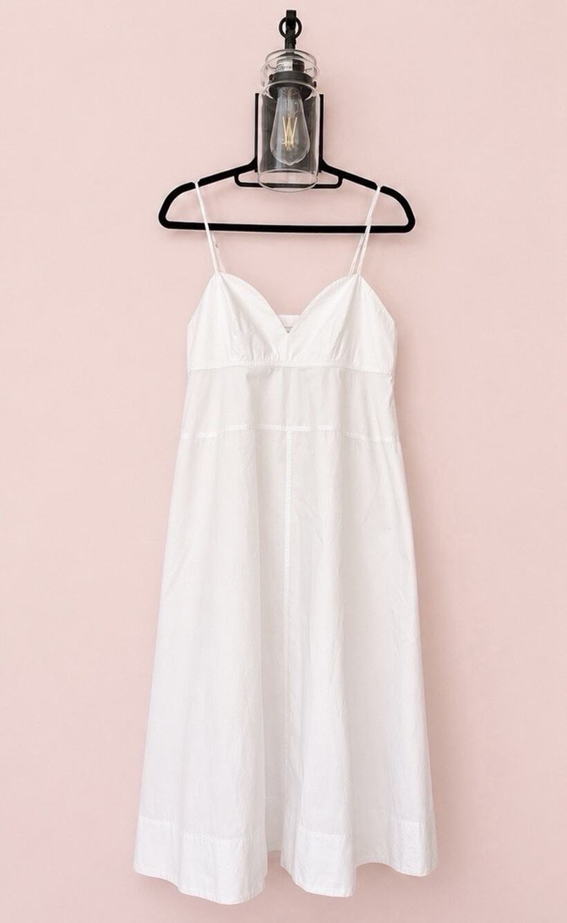 Matthew Bruch White Cotton Sundress Midi Dress USA Sz 3/M Coastal Minimalist